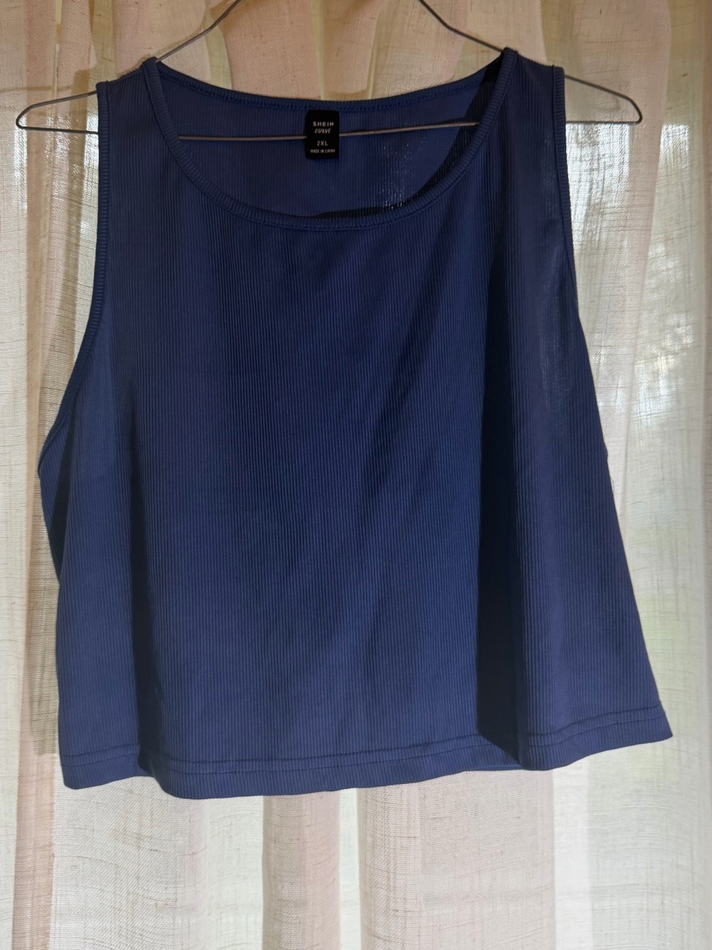 SHEIN Navy Ribbed Sleeveless Tank Top